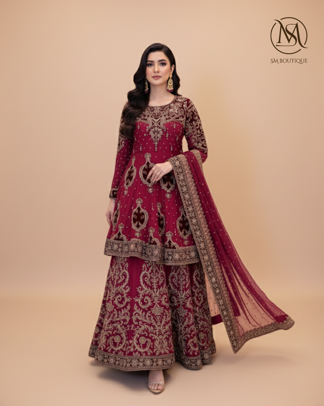 Maroon Zardosi Bridal Ensemble